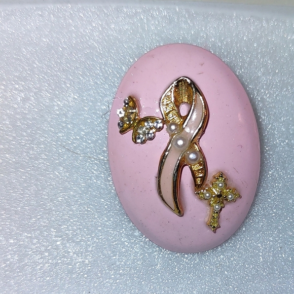 Pink Ribbon Tac Pin Breast Cancer Awareness Handmade - Picture 5 of 8
